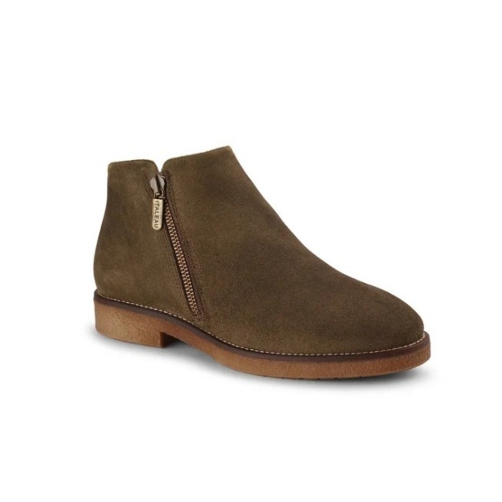 NIB Italeau Foliana Waterproof Suede Ankle Boots Velour Green Italy‎ 39 M/ US7.5